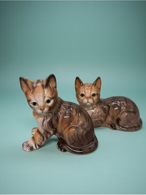 VTG Enesco Ceramic Tabby Cats Figurine Set